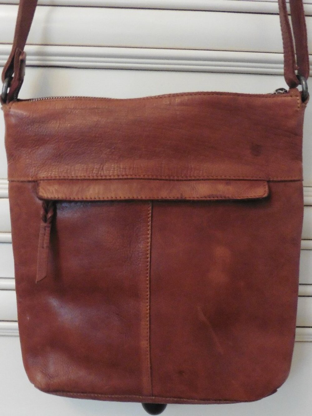 Woven Sunburst Leather Crossbody Bag - Brown - Picture 5 of 7